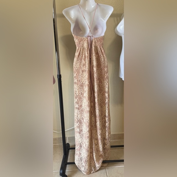 Lulus Stolen Moments Dusty Pink Lace-up Maxi Dress Size XS - Picture 2 of 4